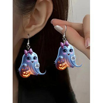 Halloween Cute Acrylic Earrings Ghost Pumpkin Floral Earrings