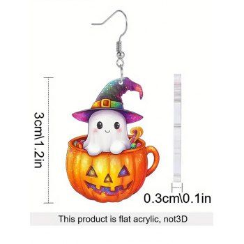 Halloween Acrylic Earrings Cartoon Pumpkin Ghost with Hat Earrings
