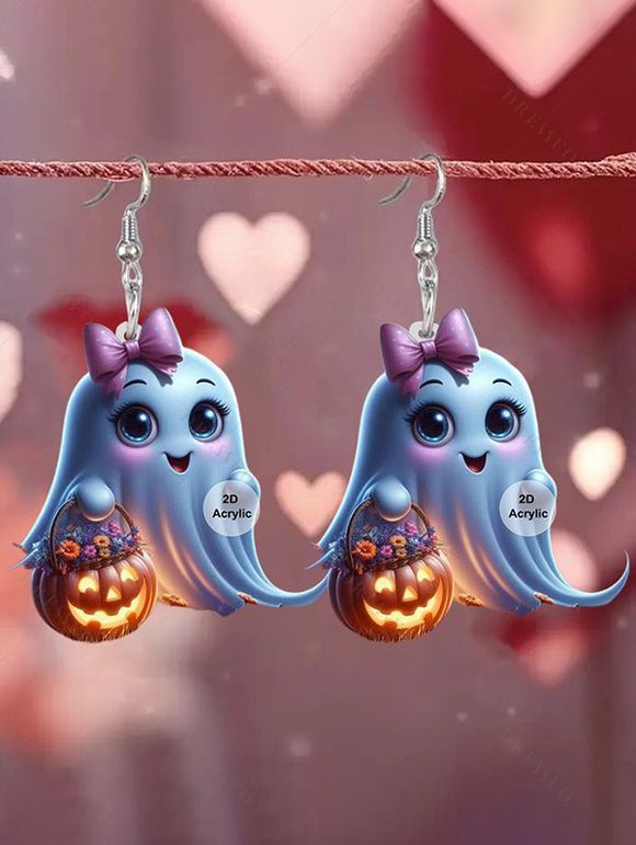 Boucles d'oreilles mignonnes en acrylique pour Halloween, motif citrouille fantôme et fleurs - multicolor A 