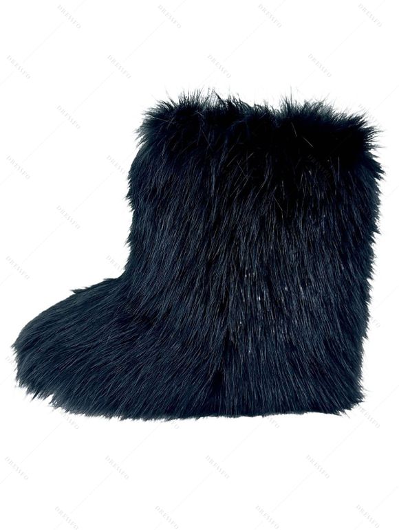 Artificial Fur Flat Platform Warm Winter Snow Boots - Noir EU 40