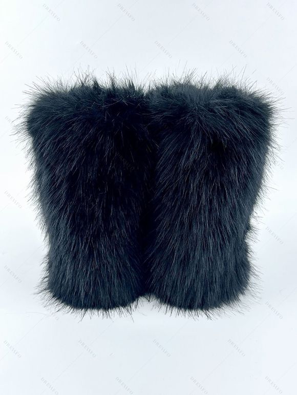 Artificial Fur Flat Platform Warm Winter Snow Boots - Noir EU 40