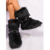 Rivet Buckle Strap Artificial Fur Warm Snow Boots - Noir EU 40