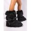 Rivet Buckle Strap Artificial Fur Warm Snow Boots - Brun EU 43