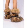 Rivet Buckle Strap Artificial Fur Warm Snow Boots - Brun EU 38