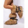 Rivet Buckle Strap Artificial Fur Warm Snow Boots - Brun EU 43