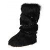 Artificial Fur Crossover Buckle Strap Knee-length Snow Boots - Noir EU 37