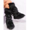 Artificial Fur Crossover Buckle Strap Knee-length Snow Boots - Noir EU 39