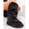 Artificial Fur Crossover Buckle Strap Knee-length Snow Boots - Noir EU 41