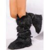 Artificial Fur Crossover Buckle Strap Knee-length Snow Boots - Noir EU 43