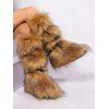 Artificial Fur Crossover Buckle Strap Knee-length Snow Boots - Brun EU 38
