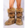 Artificial Fur Crossover Buckle Strap Knee-length Snow Boots - Brun EU 41