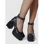 Vintage Sandals Chain Embellishment Chunky Heel Buckle Strap Sandals - Noir EU 43