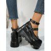 Gothic Shoes Rivet Heart Detail Buckle Strap Thick Platform Shoes - Noir EU 36