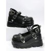 Gothic Shoes Rivet Heart Detail Buckle Strap Thick Platform Shoes - Noir EU 43