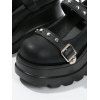 Gothic Shoes Rivet Heart Detail Buckle Strap Thick Platform Shoes - Noir EU 43