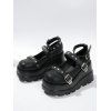 Gothic Shoes Rivet Heart Detail Buckle Strap Thick Platform Shoes - Noir EU 43