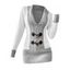 Pull décontracté à col plongeant et boutons en corne de couleur contrastée - Gris Clair XL