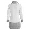 Pull décontracté à col plongeant et boutons en corne de couleur contrastée - Gris Clair XXL