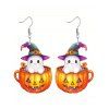 Boucles d'oreilles en acrylique Halloween, motif citrouille fantôme avec chapeau - multicolor A 