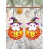 Boucles d'oreilles en acrylique Halloween, motif citrouille fantôme avec chapeau - multicolor A 