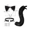 Ensemble de cosplay 3 pièces avec queue en fourrure artificielle et serre-tête oreilles de chat avec clochette - Noir 