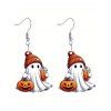 Boucles d'oreilles d'Halloween en acrylique, motif fantôme mignon avec jus de citrouille - multicolor A 