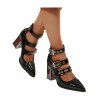 Grommet Buckle Strap Chunky Heel Pointed Toe Zip Punk Sandals - Noir EU 42