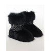 Artificial Fur Rivet Buckle Strap Warm Snow Boots - Noir EU 43