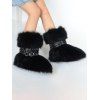 Artificial Fur Rivet Buckle Strap Warm Snow Boots - Noir EU 43