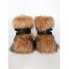 Artificial Fur Rivet Buckle Strap Warm Snow Boots - Brun EU 43