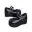 Solid Color Buckle Strap Thick Platform Round Toe Casual Shoes - Noir EU 43