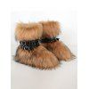 Artificial Fur Rivet Buckle Strap Warm Snow Boots - Brun EU 43