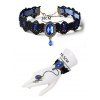 Ensemble ras du cou et bracelet en dentelle artificielle avec pierres précieuses de style gothique colorblock et anneau vintage - Bleu 