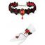 Ensemble ras du cou et bracelet en dentelle artificielle avec pierres précieuses de style gothique colorblock et anneau vintage - Rouge 