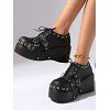 Gothic Shoes Rivet Grommet Buckle Strap Thick Platform Lace Up Shoes - Noir EU 42