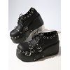Gothic Shoes Rivet Grommet Buckle Strap Thick Platform Lace Up Shoes - Noir EU 42