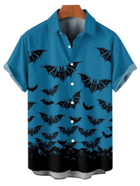 Chemise gothique pour homme à boutons et imprimé chauve-souris pour Halloween