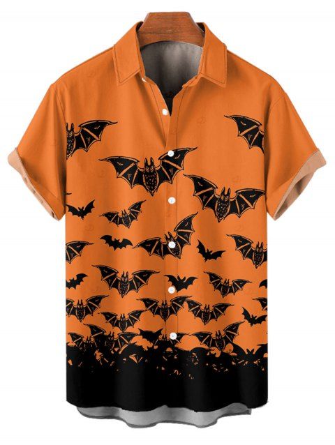 Chemise gothique pour homme à boutons et imprimé chauve-souris pour Halloween
