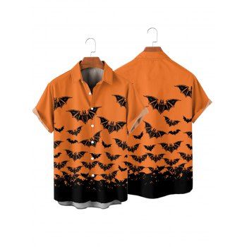Gothic Couple Outfit for Halloween Bat Print Ruched Mini Dress and Shirt Set