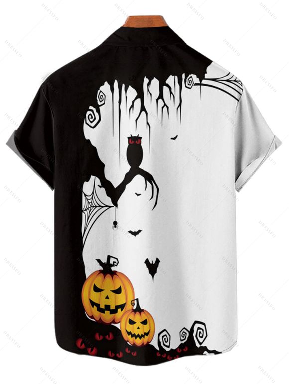 Halloween Couple Outfit Pumpkin Spider Web Print Mini Dress and Shirt Set - Noir S | US 4