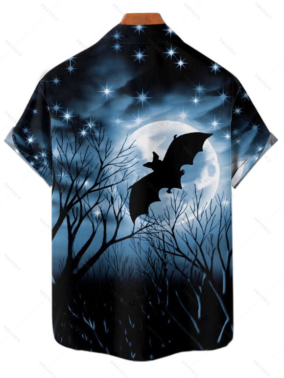 Halloween Couple Outfit Bat Star Sky Print Ruched Mini Dress and Shirt Set - Noir S | US 4