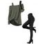 Women Outfit Skew Neck Textured Solid Color Top and Grommet Lace Up Pants Set - Vert S | US 4