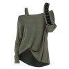 Women Outfit Skew Neck Textured Solid Color Top and Grommet Lace Up Pants Set - Vert S | US 4
