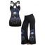 Halloween Gothic Outfit Rose Skull Leaf Print Butterfly Lace Tank Top and Pants Set - Noir S | US 4