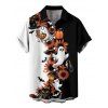 Chemise d'Halloween pour homme, couleur contrastée, imprimé floral, fantôme, citrouille, chat - Noir 5XL