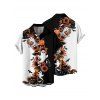 Chemise d'Halloween pour homme, couleur contrastée, imprimé floral, fantôme, citrouille, chat - Noir 5XL