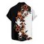Chemise d'Halloween pour homme, couleur contrastée, imprimé floral, fantôme, citrouille, chat - Noir 5XL