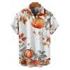 Halloween Couple Outfit Pumpkin Floral Leaf Print Ruched Belt Dress and Shirt Set - Orange S | US 4