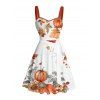Robe d'Halloween à imprimé floral et feuilles de citrouille avec ceinture froncée - Orange XXXXXL | US 20