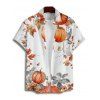 Chemise d'Halloween pour homme, boutonnée, imprimé citrouille, fleurs et feuilles - Orange S